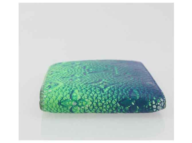 LOUIS VUITTON Taurillon Clemence Illusion Portefeuille Slender Auth 192437 Verde - vista 4