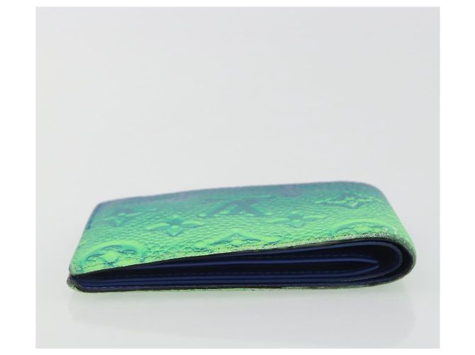 LOUIS VUITTON Taurillon Clemence Illusion Portefeuille Slender Auth 192437 Verde - vista 5