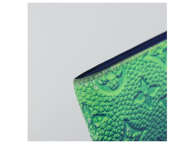 LOUIS VUITTON Taurillon Clemence Illusion Portefeuille Slender Auth 192437 Verde - vista 9