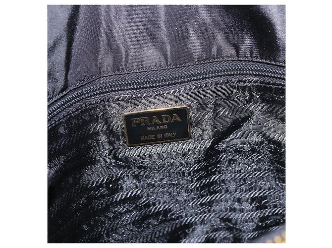 Borsa a Tracolla con Catena PRADA Nylon Nero Tono Oro Auth 194116 - vista 10
