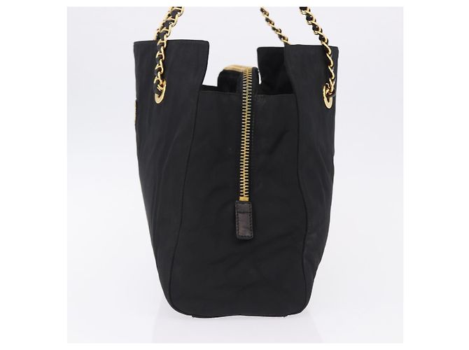 Borsa a Tracolla con Catena PRADA Nylon Nero Tono Oro Auth 194116 - vista 3