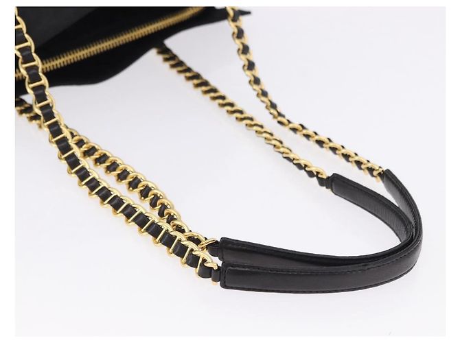 Borsa a Tracolla con Catena PRADA Nylon Nero Tono Oro Auth 194116 - vista 7