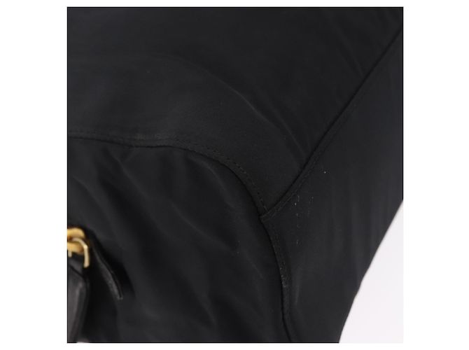 Borsa a Tracolla con Catena PRADA Nylon Nero Tono Oro Auth 194116 - vista 9
