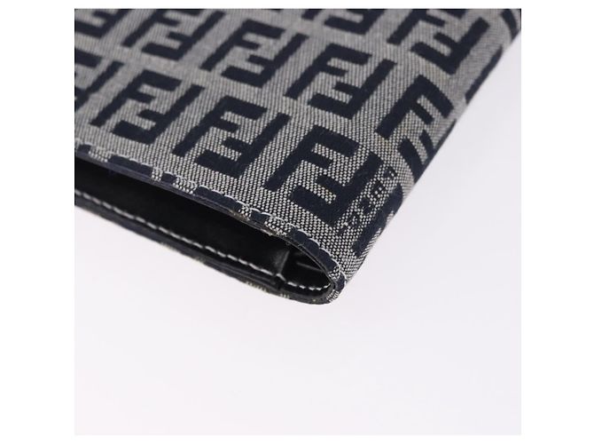 Cartera bifold FENDI Zucchino Canvas Navy Auth 194127M - vista 16