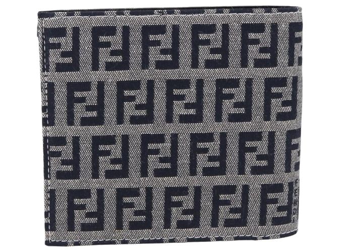 Cartera bifold FENDI Zucchino Canvas Navy Auth 194127M - vista 2