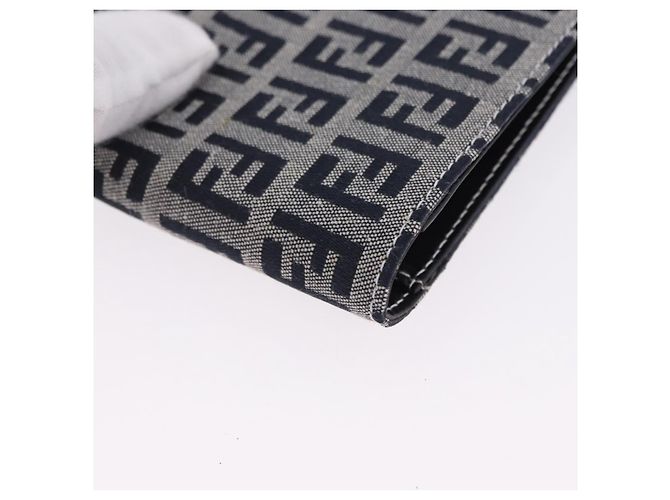 Cartera bifold FENDI Zucchino Canvas Navy Auth 194127M - vista 7