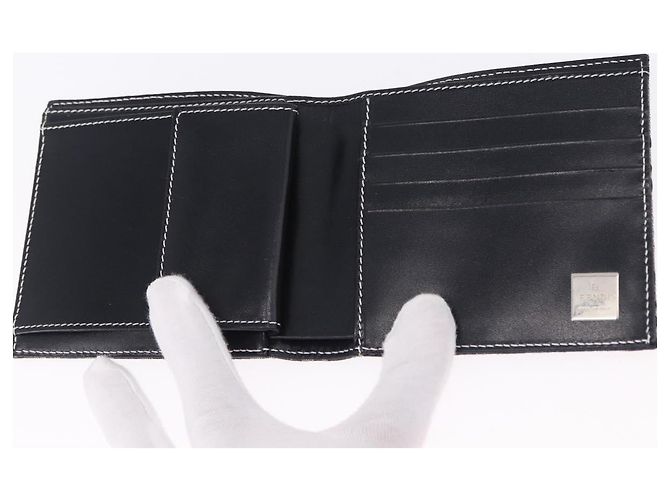 Cartera bifold FENDI Zucchino Canvas Navy Auth 194127M - vista 8