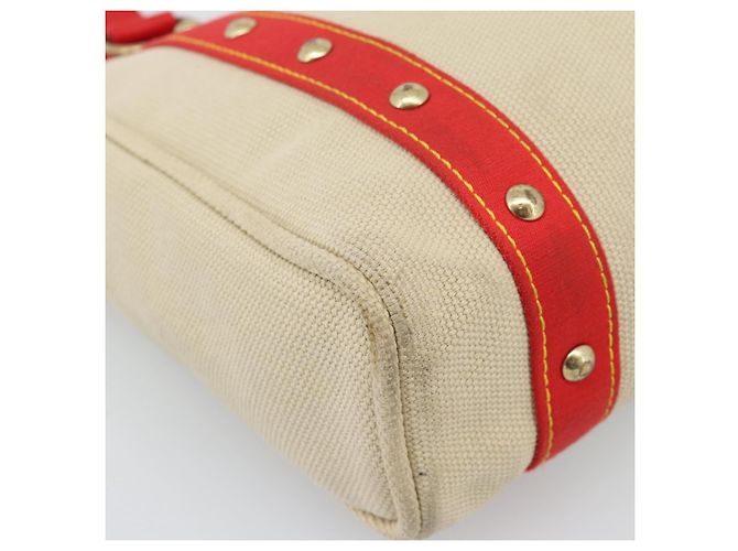 Saco Tote LOUIS VUITTON Antigua Cabas MM Bege Vermelho M40035 LV Auth ka5465 - vista 14