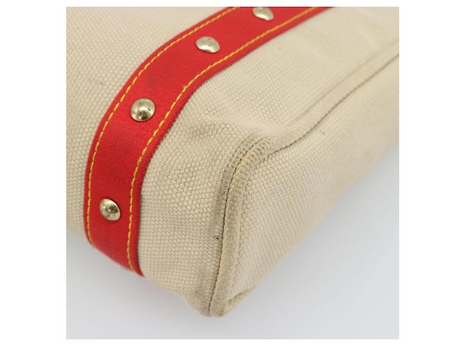 Saco Tote LOUIS VUITTON Antigua Cabas MM Bege Vermelho M40035 LV Auth ka5465 - vista 15