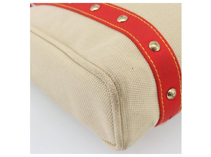Saco Tote LOUIS VUITTON Antigua Cabas MM Bege Vermelho M40035 LV Auth ka5465 - vista 16