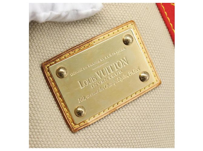 Saco Tote LOUIS VUITTON Antigua Cabas MM Bege Vermelho M40035 LV Auth ka5465 - vista 17