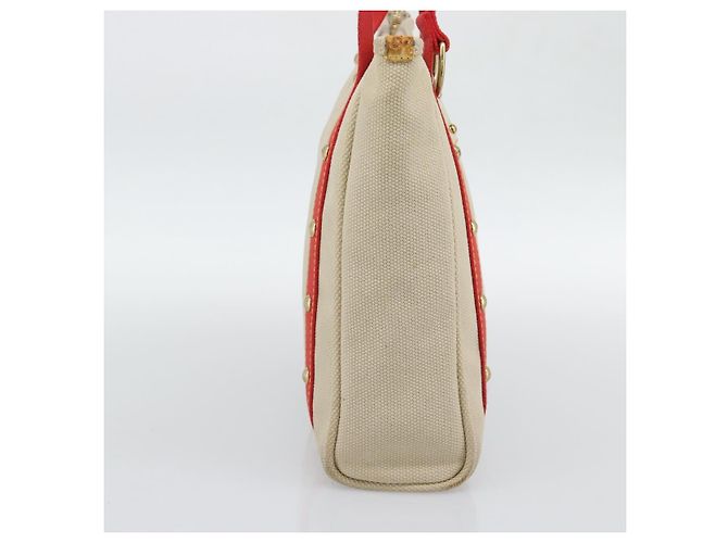 Saco Tote LOUIS VUITTON Antigua Cabas MM Bege Vermelho M40035 LV Auth ka5465 - vista 3