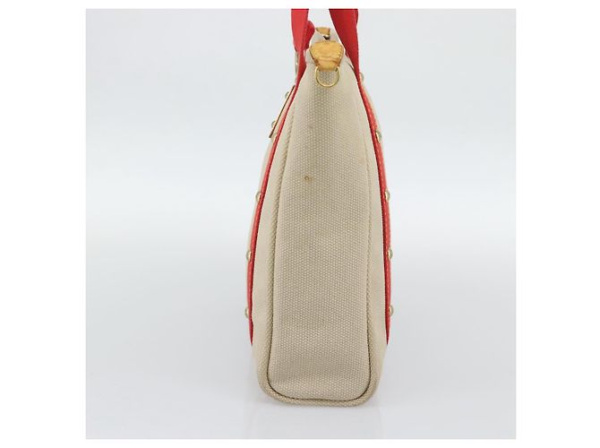 Saco Tote LOUIS VUITTON Antigua Cabas MM Bege Vermelho M40035 LV Auth ka5465 - vista 4