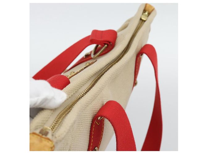 Saco Tote LOUIS VUITTON Antigua Cabas MM Bege Vermelho M40035 LV Auth ka5465 - vista 6