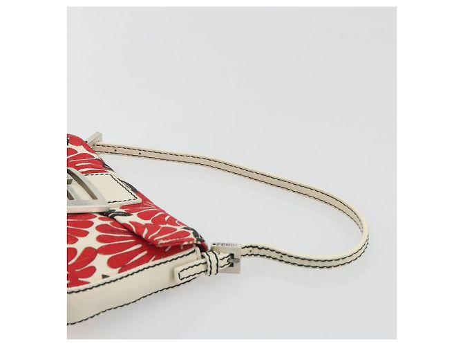Borsa a mano FENDI Mamma Baguette Canvas Red Silver Auth 195011SM Argento Rosso - vista 14