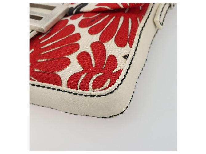 Borsa a mano FENDI Mamma Baguette Canvas Red Silver Auth 195011SM Argento Rosso - vista 15