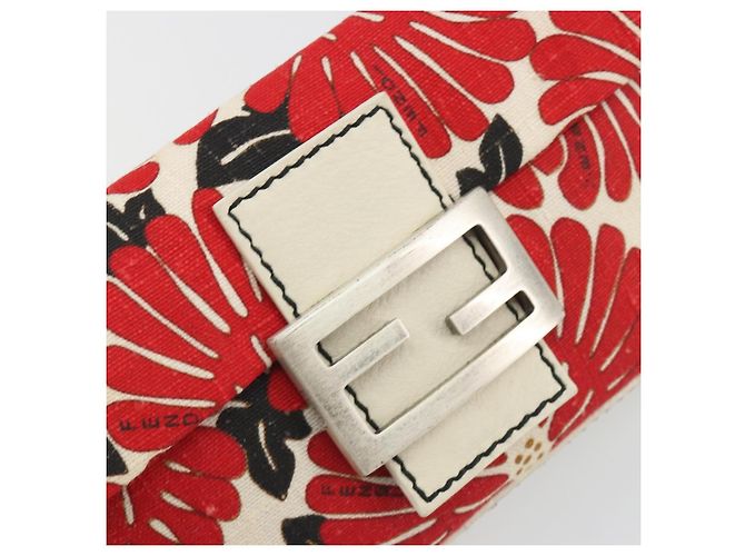 Borsa a mano FENDI Mamma Baguette Canvas Red Silver Auth 195011SM Argento Rosso - vista 19