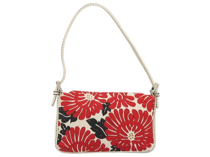 Borsa a mano FENDI Mamma Baguette Canvas Red Silver Auth 195011SM Argento Rosso - vista 2
