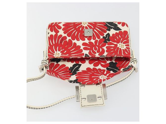 Borsa a mano FENDI Mamma Baguette Canvas Red Silver Auth 195011SM Argento Rosso - vista 20