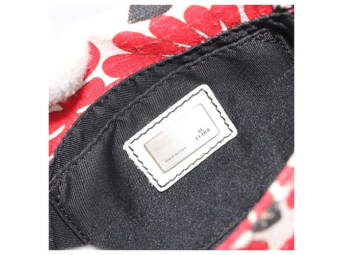 Borsa a mano FENDI Mamma Baguette Canvas Red Silver Auth 195011SM Argento Rosso - vista 21