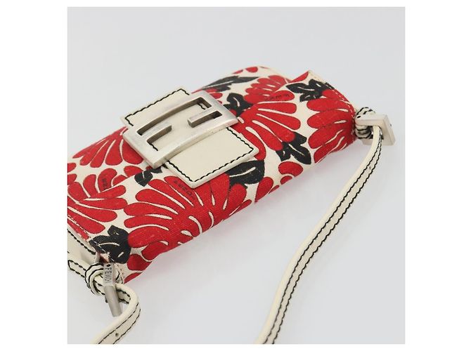 Borsa a mano FENDI Mamma Baguette Canvas Red Silver Auth 195011SM Argento Rosso - vista 6