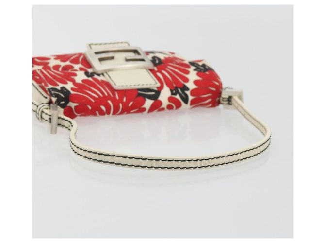Borsa a mano FENDI Mamma Baguette Canvas Red Silver Auth 195011SM Argento Rosso - vista 7