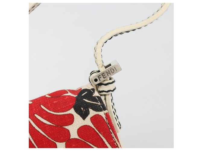 Borsa a mano FENDI Mamma Baguette Canvas Red Silver Auth 195011SM Argento Rosso - vista 8