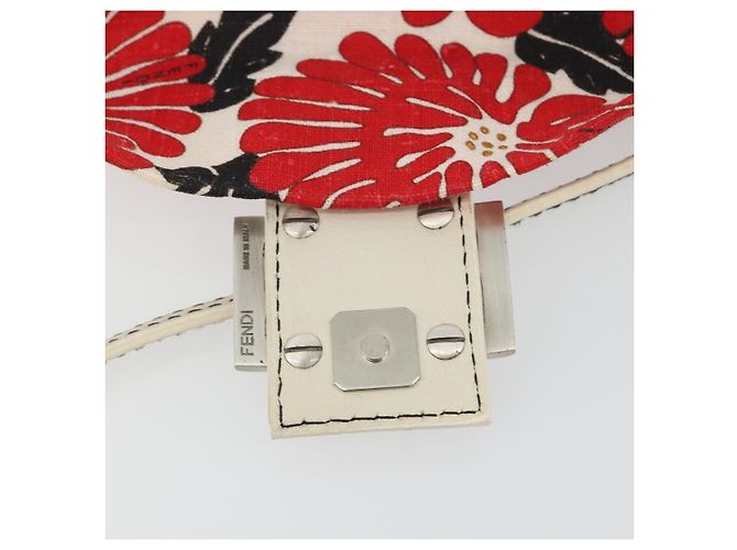 Borsa a mano FENDI Mamma Baguette Canvas Red Silver Auth 195011SM Argento Rosso - vista 9