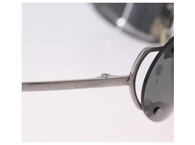 Gafas de sol CARTIER Metal Black Silver Auth bs36462V Negro Plata - vista 7