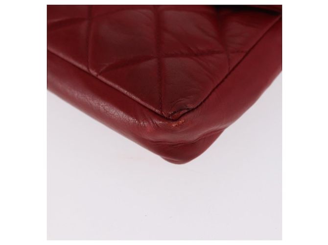 Borsa vita CHANEL Matelasse in pelle d'agnello rossa e oro CC Auth BA14212 Rosso D'oro - vista 14