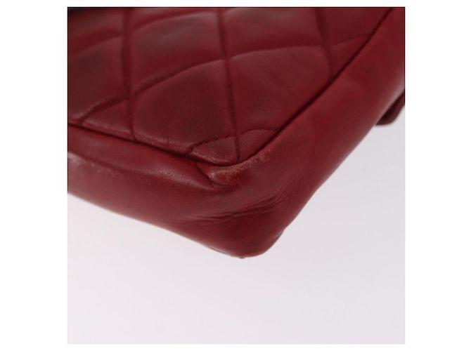 Borsa vita CHANEL Matelasse in pelle d'agnello rossa e oro CC Auth BA14212 Rosso D'oro - vista 16