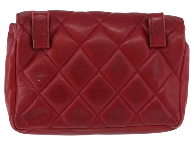 Borsa vita CHANEL Matelasse in pelle d'agnello rossa e oro CC Auth BA14212 Rosso D'oro - vista 2