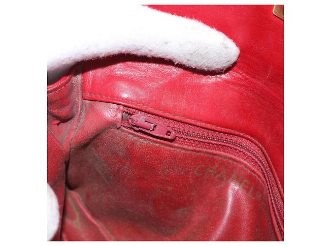Borsa vita CHANEL Matelasse in pelle d'agnello rossa e oro CC Auth BA14212 Rosso D'oro - vista 21