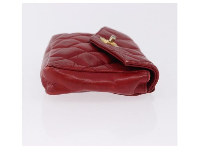 Borsa vita CHANEL Matelasse in pelle d'agnello rossa e oro CC Auth BA14212 Rosso D'oro - vista 3