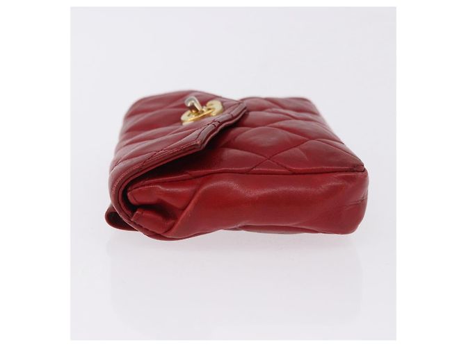 Borsa vita CHANEL Matelasse in pelle d'agnello rossa e oro CC Auth BA14212 Rosso D'oro - vista 4