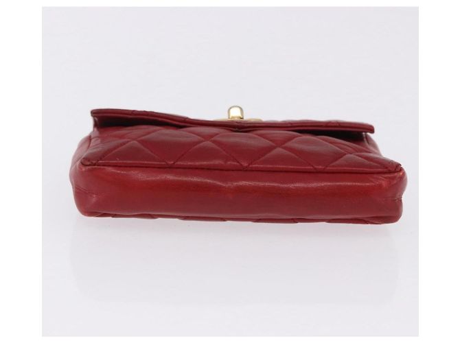 Borsa vita CHANEL Matelasse in pelle d'agnello rossa e oro CC Auth BA14212 Rosso D'oro - vista 6