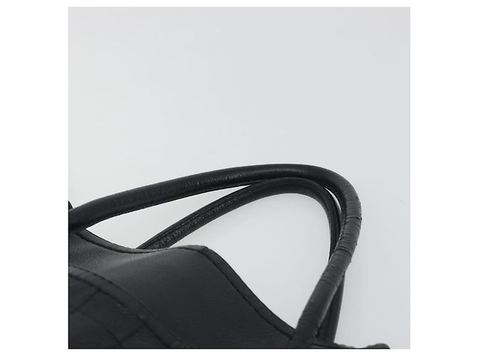 Borsa CHANEL Choco Bar Line in pelle nera e argento CC Auth bs36617 Nero - vista 14