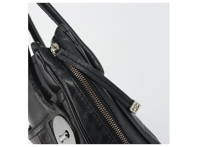Borsa CHANEL Choco Bar Line in pelle nera e argento CC Auth bs36617 Nero - vista 18