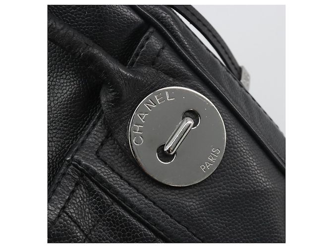 Borsa CHANEL Choco Bar Line in pelle nera e argento CC Auth bs36617 Nero - vista 19