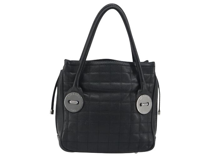 Borsa CHANEL Choco Bar Line in pelle nera e argento CC Auth bs36617 Nero - vista 2