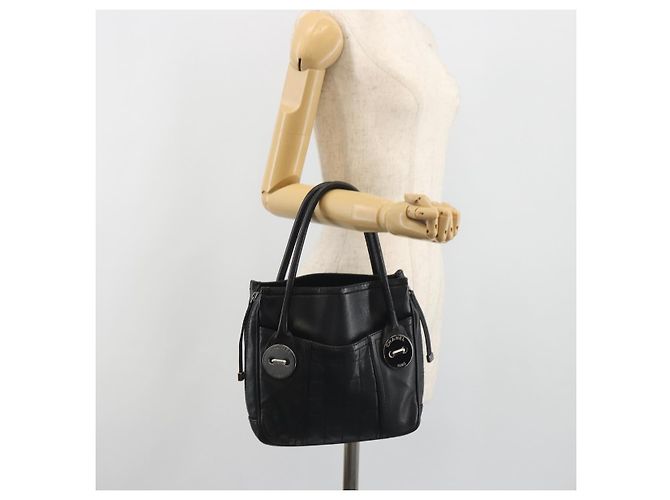 Borsa CHANEL Choco Bar Line in pelle nera e argento CC Auth bs36617 Nero - vista 26