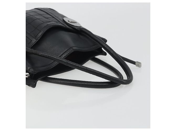 Borsa CHANEL Choco Bar Line in pelle nera e argento CC Auth bs36617 Nero - vista 7