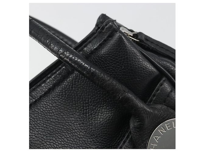 Borsa CHANEL Choco Bar Line in pelle nera e argento CC Auth bs36617 Nero - vista 9