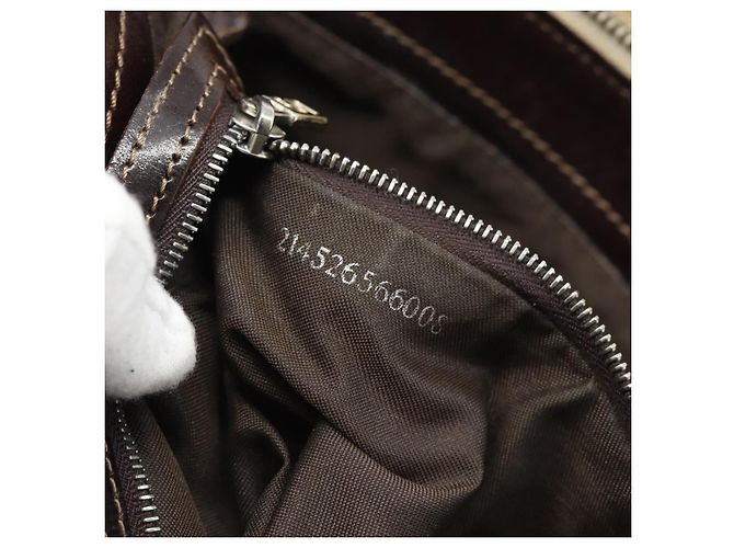 Borsa a tracolla FENDI Zucca Canvas Mamma Baguette Ivory Silver Auth 194658 Argento Crudo - vista 12