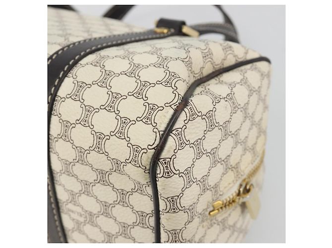 Céline Borsa a mano CELINE Macadam Canvas PVC Leather Ivory Gold Auth 191981A D'oro Crudo - vista 15