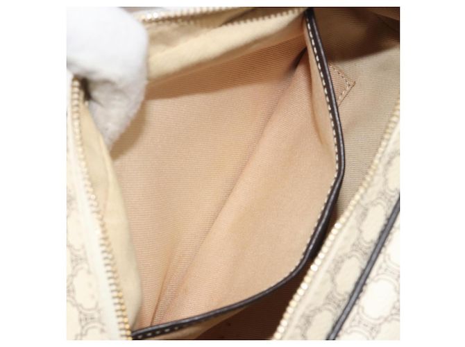 Céline Borsa a mano CELINE Macadam Canvas PVC Leather Ivory Gold Auth 191981A D'oro Crudo - vista 21
