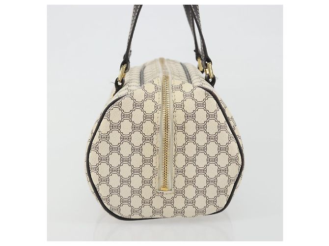 Céline Borsa a mano CELINE Macadam Canvas PVC Leather Ivory Gold Auth 191981A D'oro Crudo - vista 3