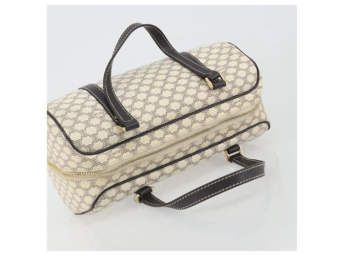 Céline Borsa a mano CELINE Macadam Canvas PVC Leather Ivory Gold Auth 191981A D'oro Crudo - vista 6
