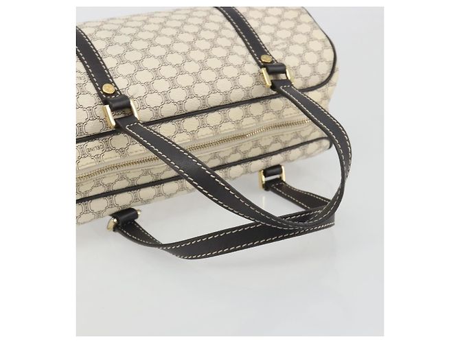 Céline Borsa a mano CELINE Macadam Canvas PVC Leather Ivory Gold Auth 191981A D'oro Crudo - vista 7