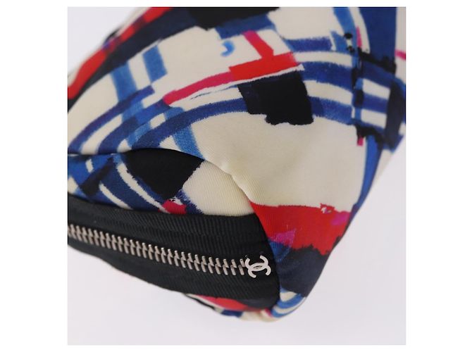 Pouch CHANEL Nylon Bianca Argento CC Auth bs36450A Bianco - vista 15